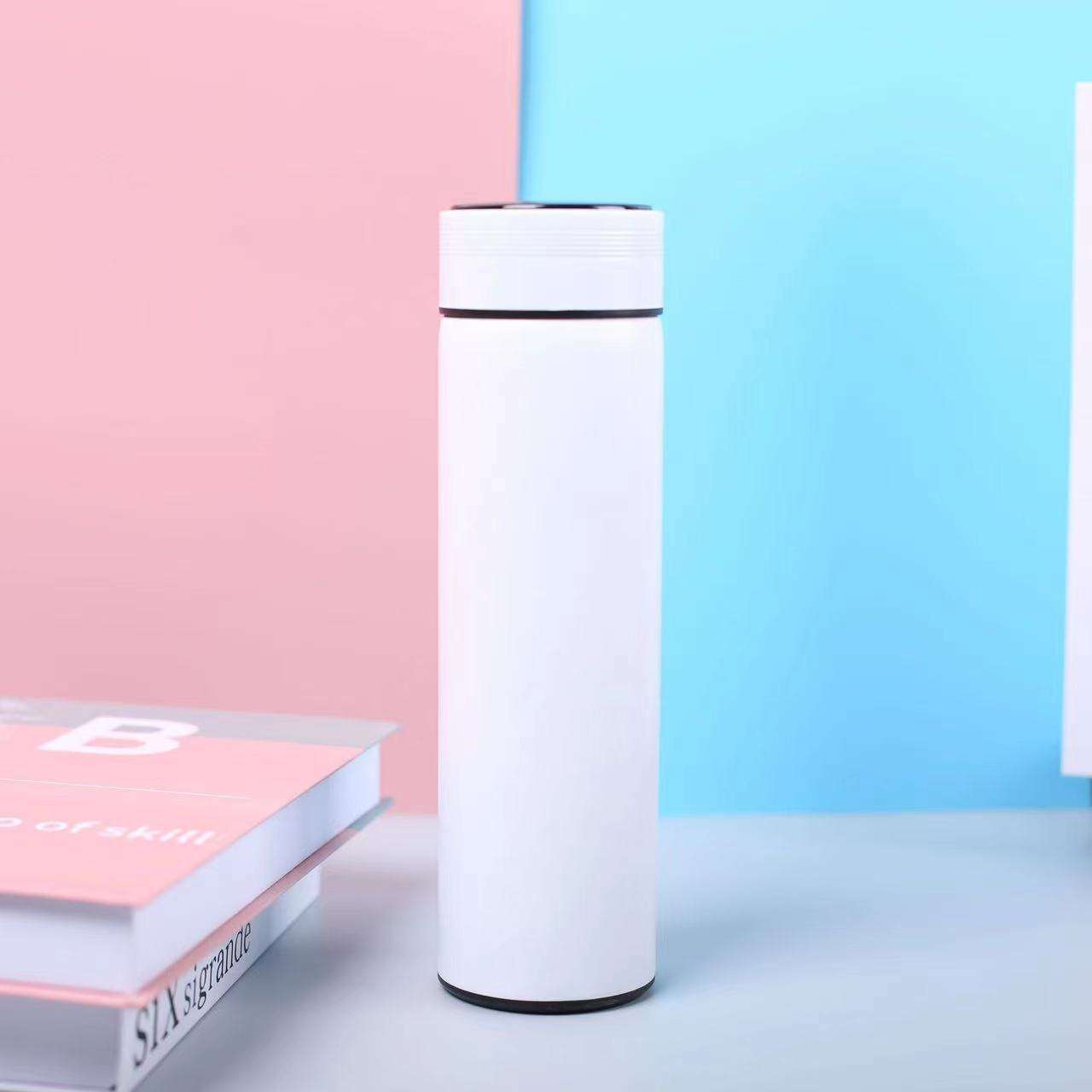 Kecolove 500ml 304 Stainless Steel Smart LED Digital Temperature Sensor Display Adult Business Gifts Mug Insulated Tumbler - White-Temperature display