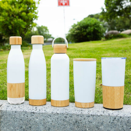 Leakproof Coffee Flask Customized logo Bamboo Thermos Bottle Insulated Travel Mug with Handle Leakproof Coffee Flask - as picture