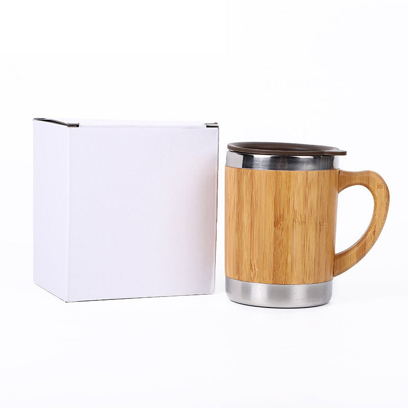 100% Natural ECO Friendly Bamboo Products Custom Logo Tableware Bamboo Tea Cup Stainless Steel Cup with Handle - bamboo