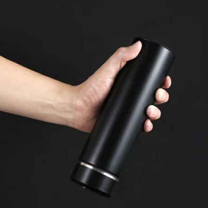 Kecolove 500ml 304 Stainless Steel Smart LED Digital Temperature Sensor Display Adult Business Gifts Mug Insulated Tumbler - black-Temperature display