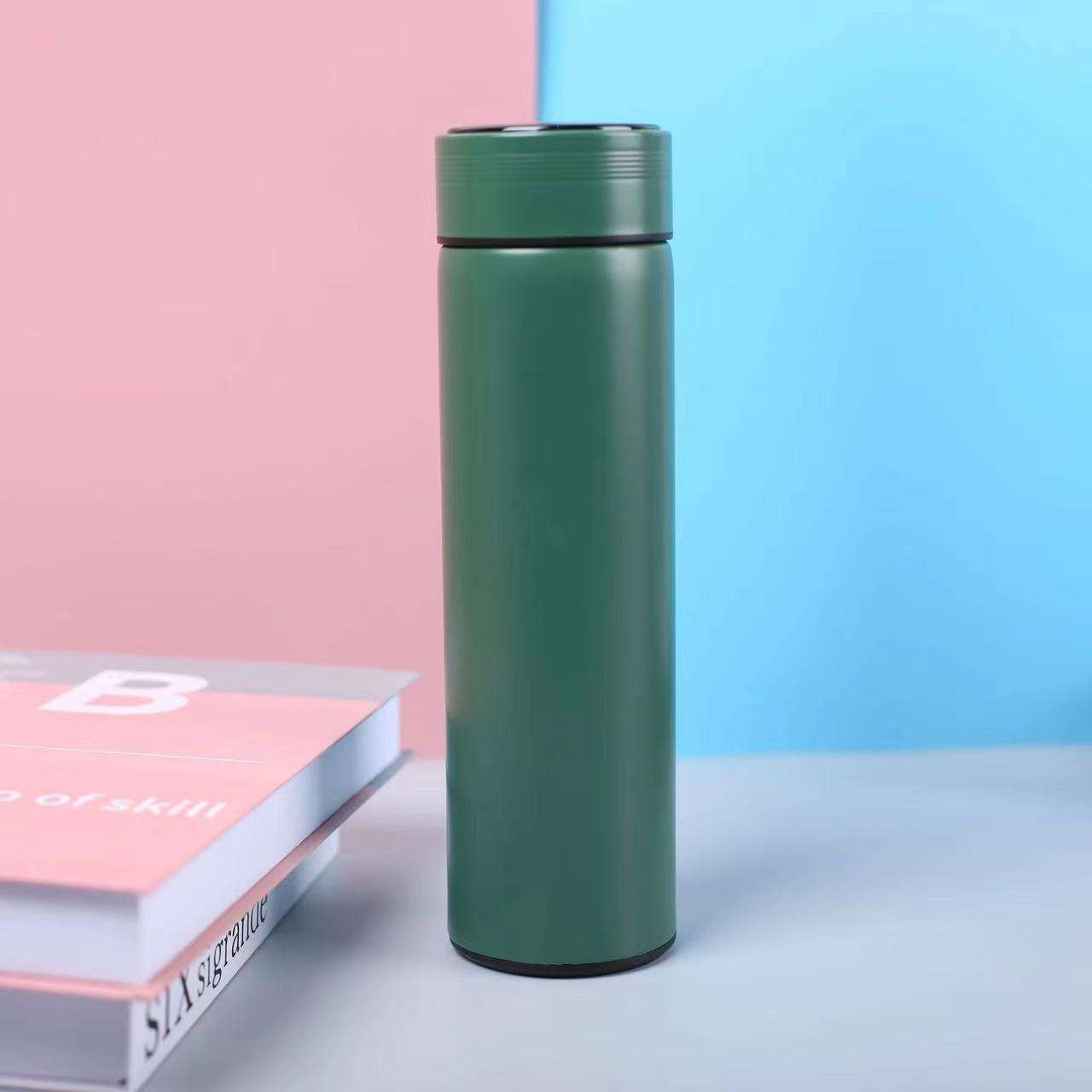 Kecolove 500ml 304 Stainless Steel Smart LED Digital Temperature Sensor Display Adult Business Gifts Mug Insulated Tumbler - green-Temperature display