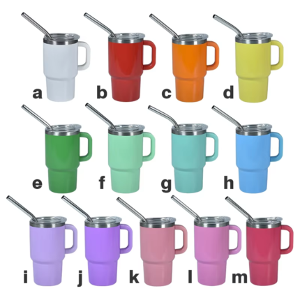 Wholesale 3oz Laserable Mini Stainless Steel Tumblers Set New Color Paint 100pcs with Off-Handle Shot Glass Lid Straw for Gifts - mixed