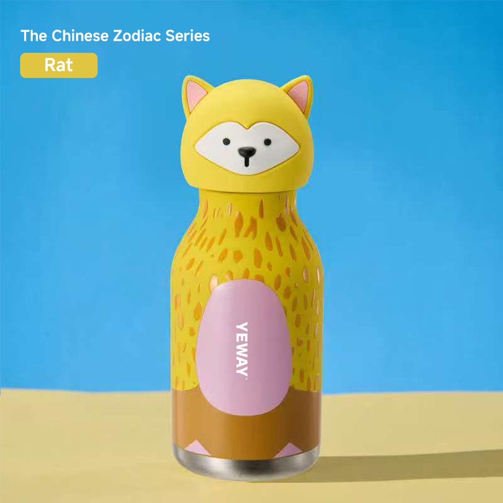 YEWAY Portable Animal Water Bottle 316 Stainless Steel Insulated Vacuum Flask School Kids Thermal Mug 450ml Leakproof Tumbler - rat