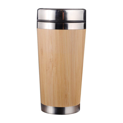 Wood Travel Insulated Coffee Cup Stainless Steel Bamboo Mug With Lid Cool Coffee Mugs - steel