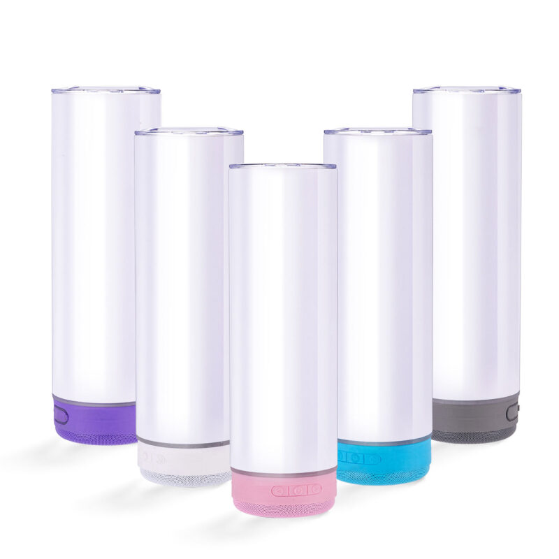 USA Stocked RTS 20oz Blue Tooth Speaker Tumbler Sublimation Straight Blanks Stainless Steel Mixed Colored Speaker Water Mugs - Product Image 1