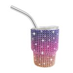 Wholesale Bulk 3oz Baby Cute Tequila Shots Insulated Mini Tumbler With Metal Straw and Lid Rhinestone Bling Valentine Travel Mug - Product Image 3