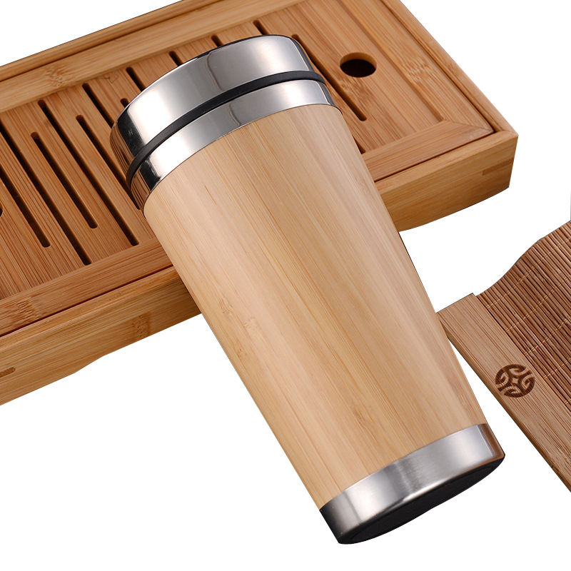 Wood Travel Insulated Coffee Cup Stainless Steel Bamboo Mug With Lid Cool Coffee Mugs - Product Image 1
