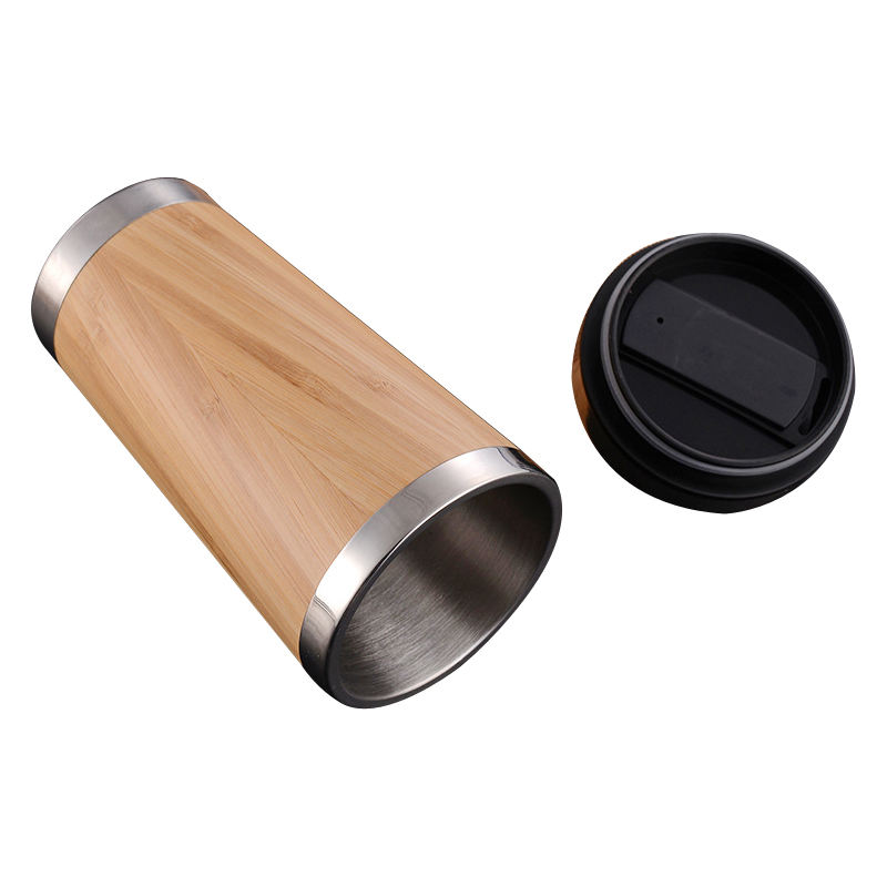 Wood Travel Insulated Coffee Cup Stainless Steel Bamboo Mug With Lid Cool Coffee Mugs - Product Image 2