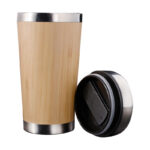 Wood Travel Insulated Coffee Cup Stainless Steel Bamboo Mug With Lid Cool Coffee Mugs - Product Image 4