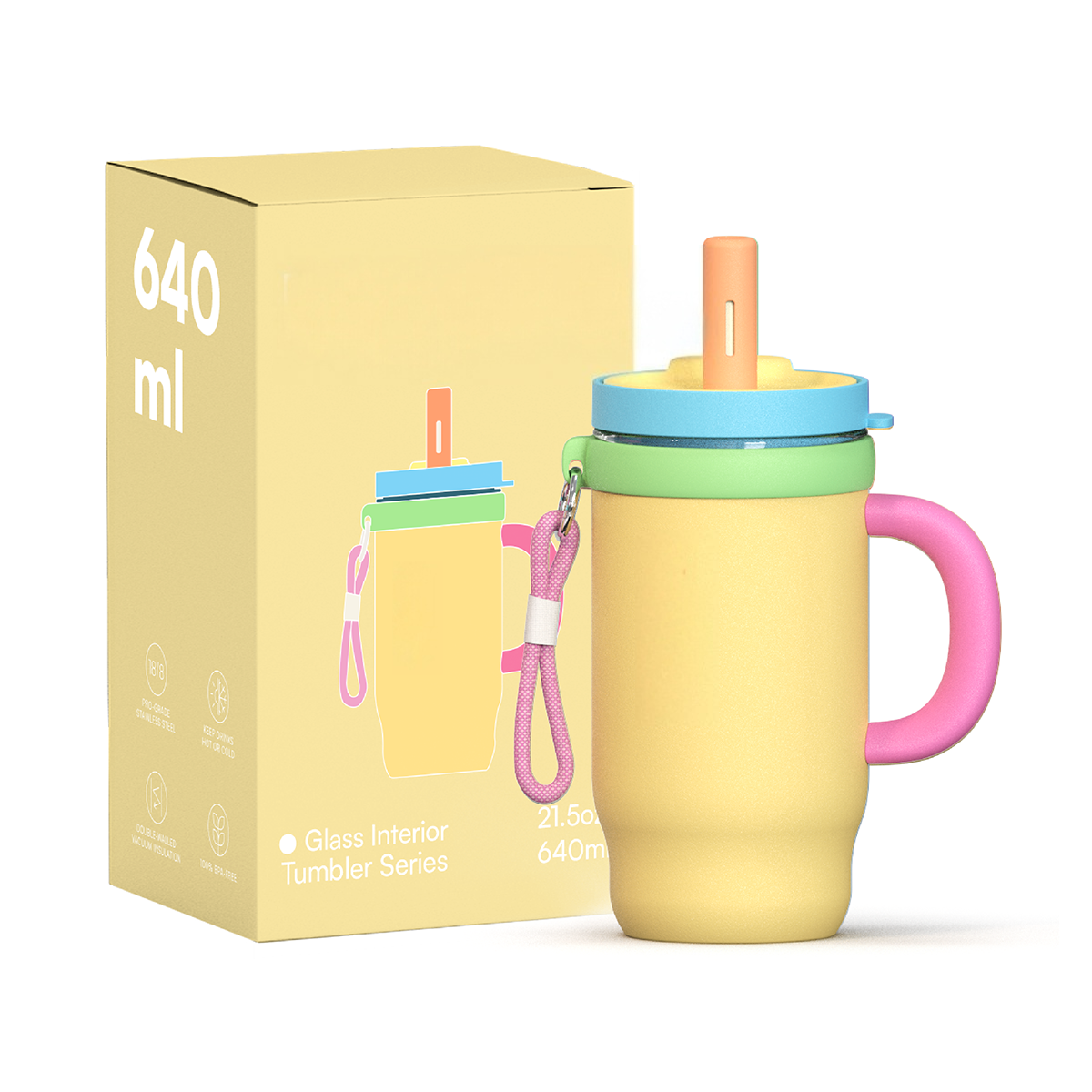 主图_1 27oz Double Wall Stainless Steel Insulated Tumbler with a Glass Inner Cup That Can Be Used- Peiway - Image 1